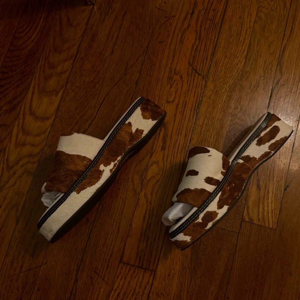 Cow hide platform slides / sandals